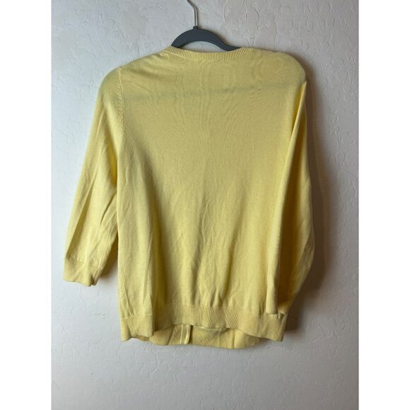 Talbot's Yellow Cardigan Large 3/4 Sleeves 100% Cotton - Picture 5 of 7
